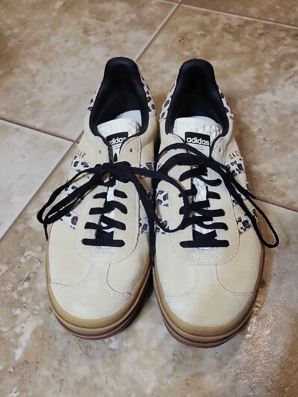 Adidas Gazelle Bold Platform Sneakers In Cream/white/black 8.5 NWT - Picture 7 of 13